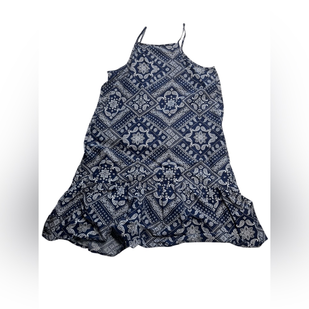 The Children’s Place Blue Bandana Ruffle Dress Girls Size Large NWT - Picture 2 of 9